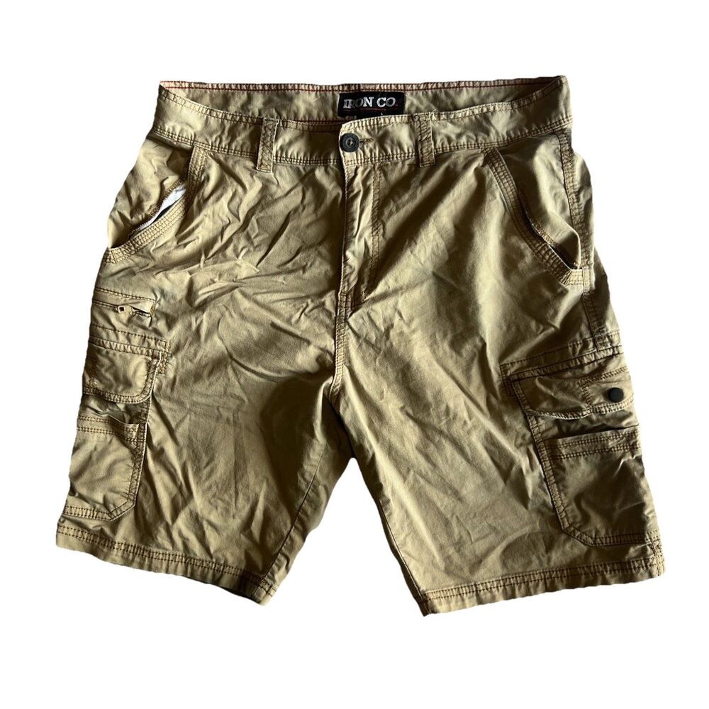 Iron Co Men's Cargo Shorts Size 34Tan Khaki Cotton Utility Gorpcore